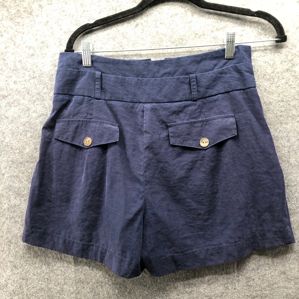 Twentyfourseven High Waisted Navy Blue Pleated Shorts Zip Pocket Womens 8 - Picture 2 of 8